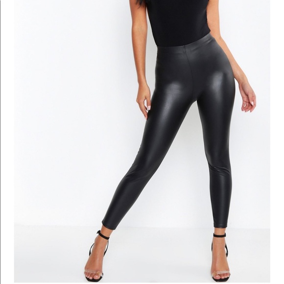 Boohoo Pants - boohoo Matte Stretch Faux Leather Leggings Sz 10